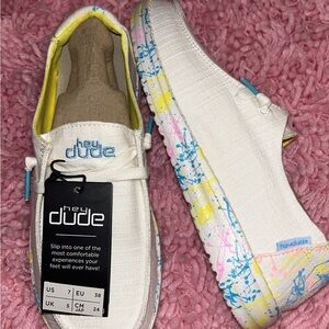 Hey Dude Women's White and Yellow Shoes